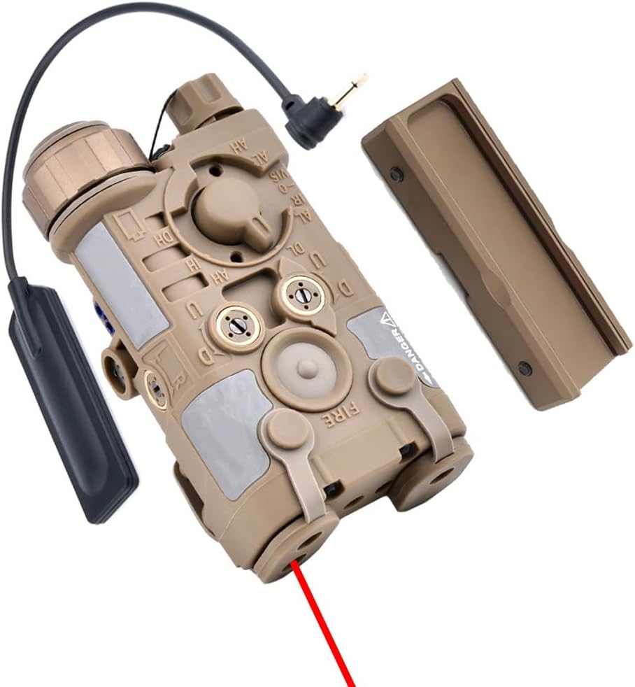 Nylon L3-NG Box Aiming Laser Sights(with Red/Green/Blue Laser+IR Laser+ 150 Lumens White LED Flashlight), & Modular Remote Pressure Switch & Pressure Switch Mount Slot Combo, for 20mm Rail, Tan