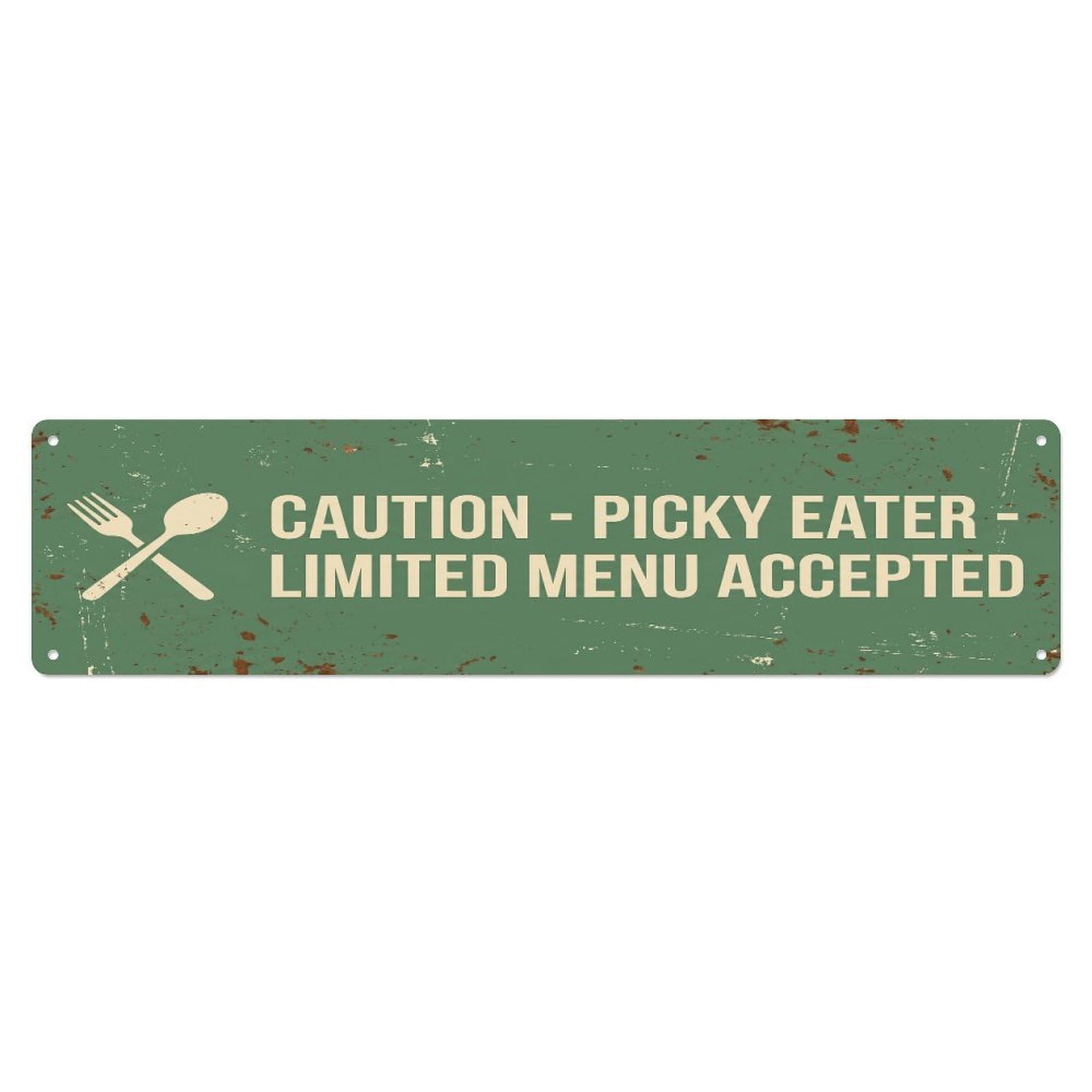 Fqcyn Style Metal Tin Sign Vintage Funny Caution Picky Eater Warning