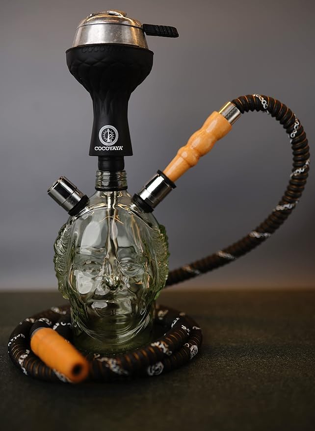 Smoke Station Smokey Monk Hookah Set with Silicone Chillum, Tong and Hose, 800g, 8.5 Inch Bottle