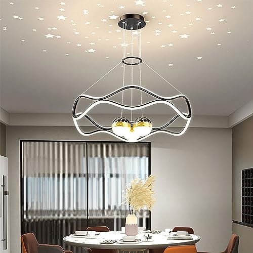 Lámpara colgante de alambre para salón comedor moderno esfera estelar de onda lujosa LED