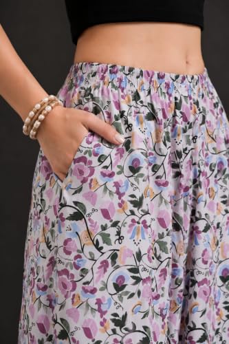 Image of Women Printed Palazzo Pants Combo Pack of 2, Comfortable Elastic Waist Lounge Pants for Women | Relaxed Fit, Loose Fitting Wide Leg Palazzo Pants, Casual Bottom (Available in S to 3XL Size)