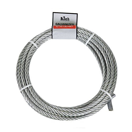 Koch A42252 7 x 19 Pre-cut Galvanized Wire Rope Cable 5/16-Inch by 20-Feet, Coil