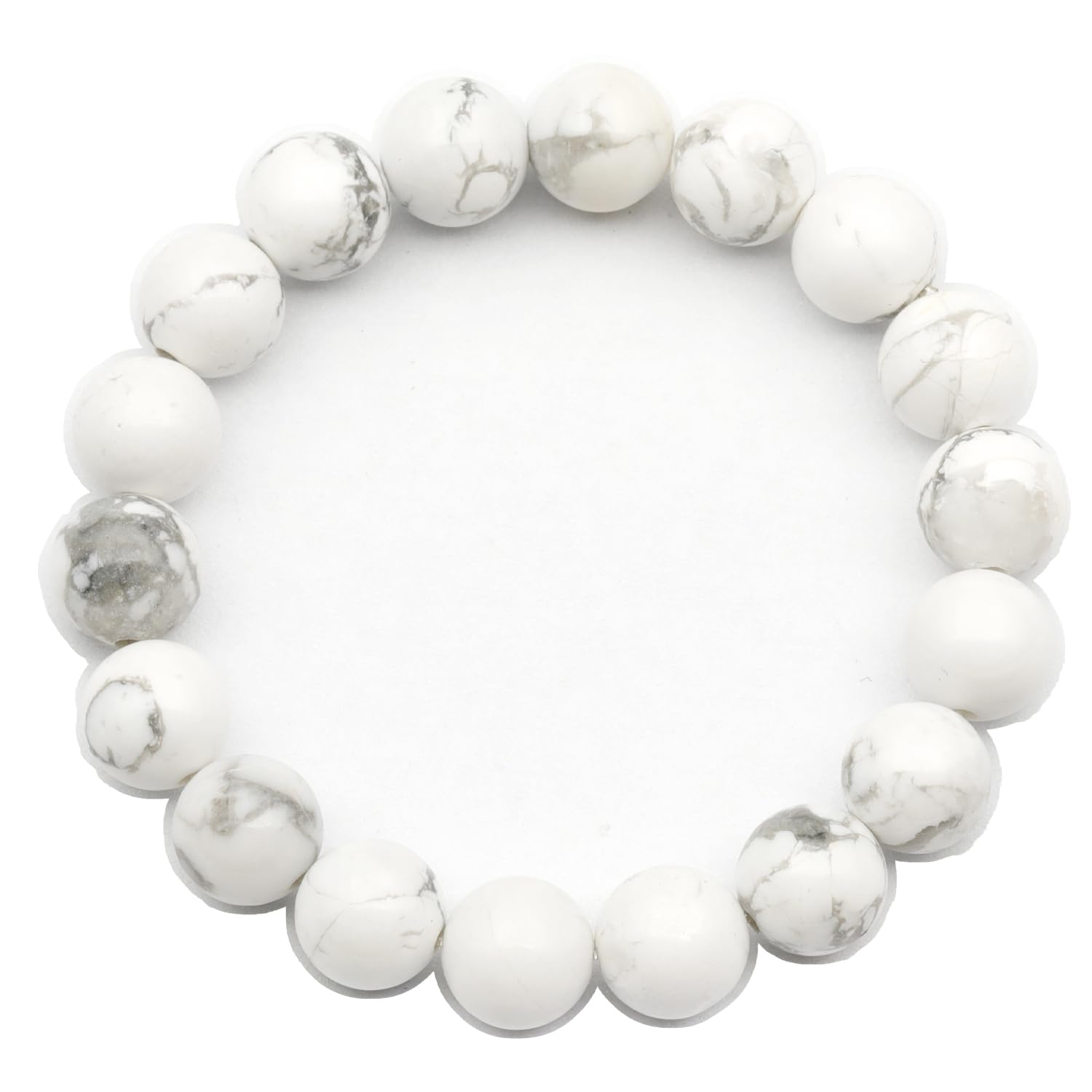 Dehnbares Armband aus natürlichen Howlith-Perlen, echter weißer Kristall, Zwillinge, Edelstein elastisch, 8 mm Perlen, Modeschmuck