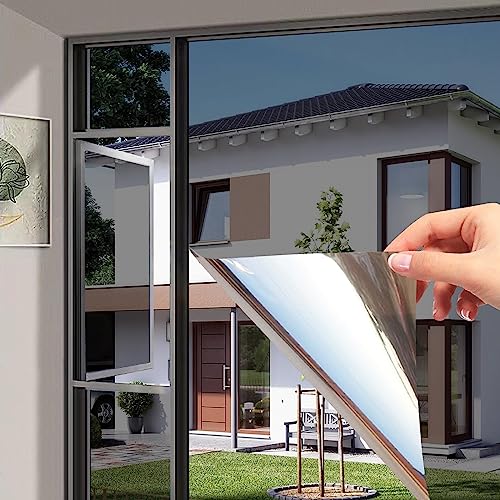 Silberne Einweg-Fensterfolie, Sichtschutz, statische Haftung, Hitzekontrolle, Anti-UV, dekorativer Sonnenschutz für Zuhause und Büro (130 x 200 cm)