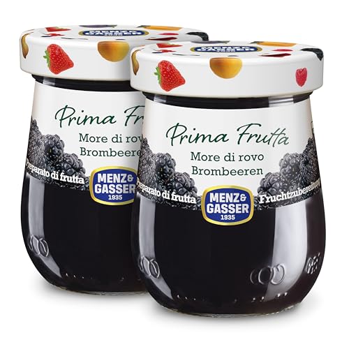 Menz&Gasser, Marmellata di More Prima Frutta, con 55% di Frutta, Lavorata con Passione in Trentino-Südtirol, Realizzata con Frutta di Alta Qualità IQF, Naturalmente Senza Glutine, Vegan, 2 Vaso 340 g