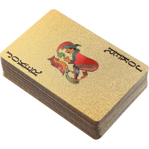 Goldfolie Pokerkarten wasserdichte Plastik Spielkarten mit Doppelseitigem Farbdesign Professionelle Trickkarten für Party Familie Outdoor und Poker spielspaß