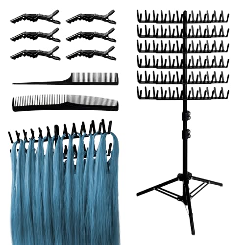 Support pour extensions de cheveux avec matériel de tressage et rack de rangement à piquets
