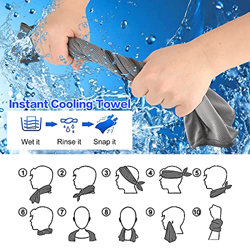 Golf Towels, Rescoto Golf Towel Golf Club Brush Sport Cooling Towel Set Microfiber Waffle Pattern Tri-fold Towel Club Groove Cleaner Brush with Clip Golf Gifts for Men Women - Thumbnail 5