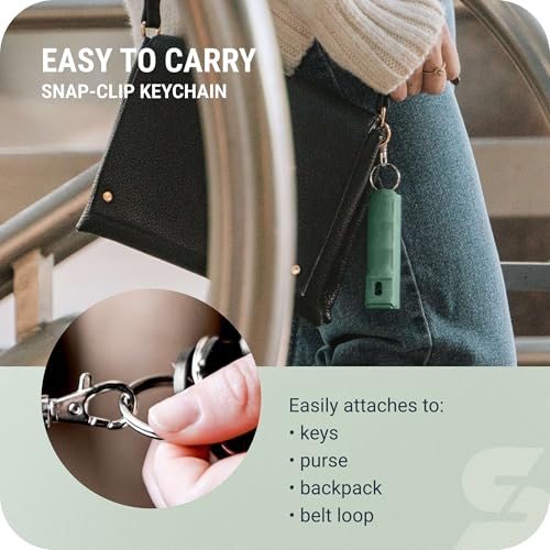 Image of SABRE Pepper Spray with Fast Flip Top Safety & Snap‑Clip Keychain for Self Defense - Maximum Police Strength OC with UV Marking Dye, Finger Grip, 10‑Sec. Spray, 14-ft Range, Made in USA, 0.54 fl oz