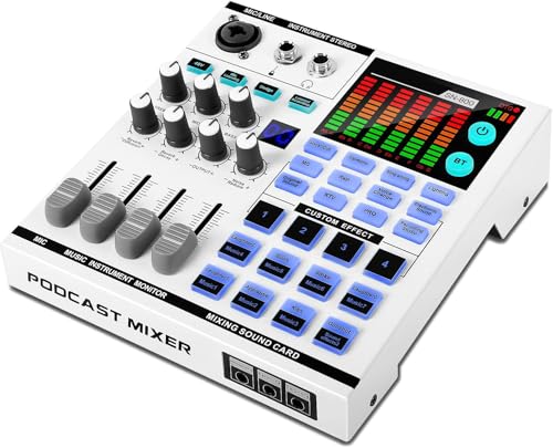 Image of Xclamor SN800 Gaming Sound Card & Audio Mixer - 48V Audio Interface with Bluetooth,16-Level Noise Reduction, Voice Changer, 12 Sound Effects, OTG, 4000mAh Battery for Live Streaming, Recording