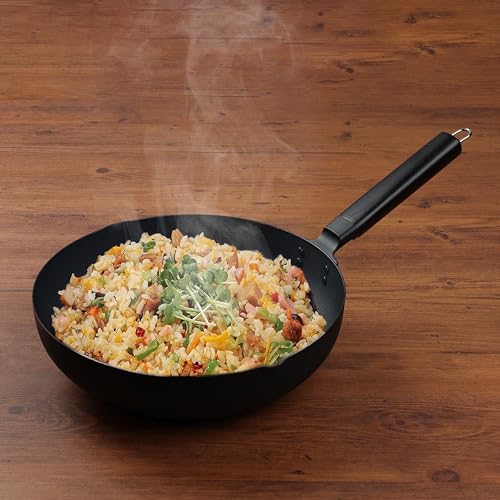 Wok de hierro con mango de madera natural 28 cm miniatura 3