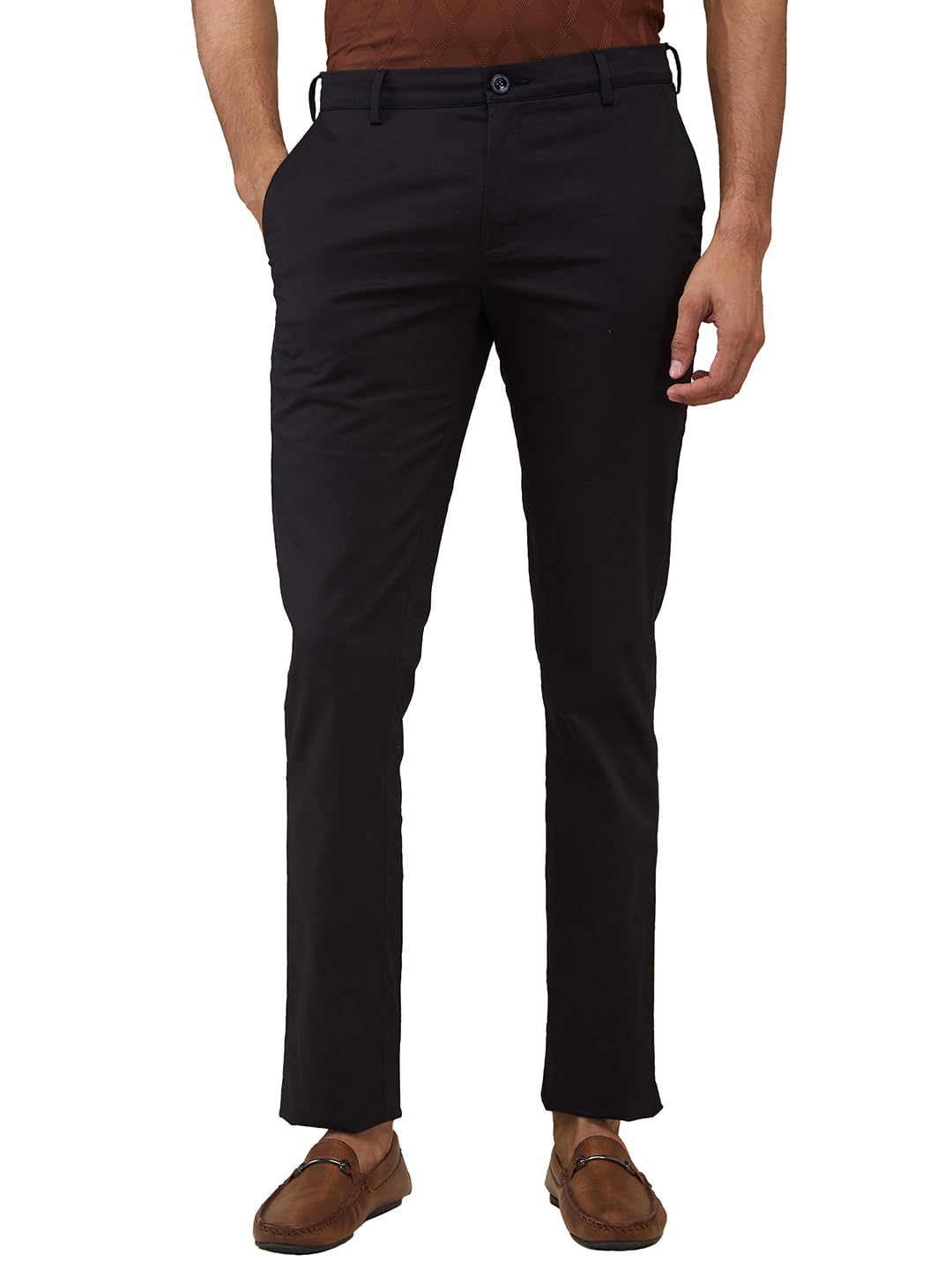 colorplus Men Slim Fit Solid Pattern Cotton Blend Flat Front Casual Trouser-picture-13
