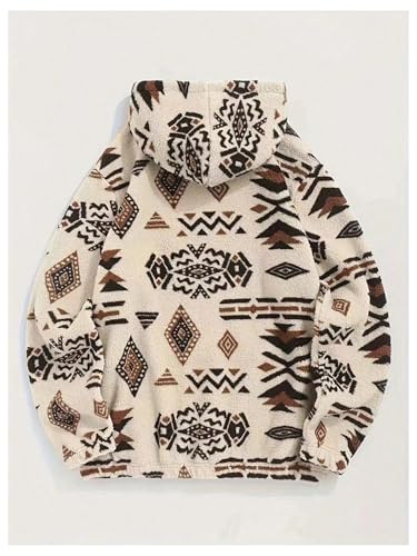 WDIRARA Men's Graphic Sherpa Fleece Hoodie Long Sleeve Hooded Sweatshirt Pullovers Top3