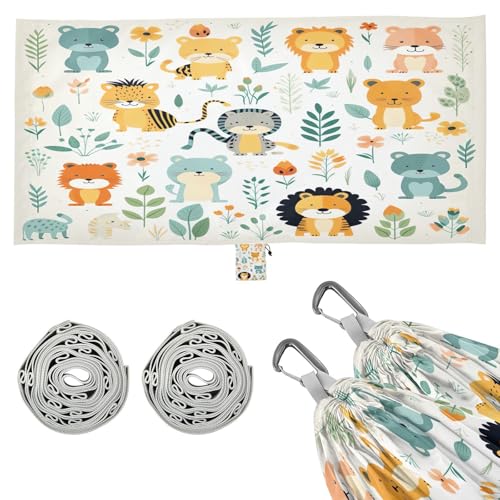 Kigai Cute Animals Camping Hammock Durable & Portable Travel Hammock Holds 330lbs with Tree Strapsm, Pocket, Camping Accessories