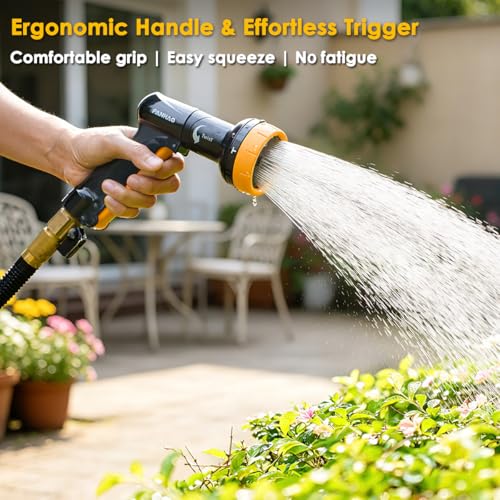 FANHAO 2-in-1 Rotating Garden Hose Nozzle with Sprinkler Function, High-impact ABS+PP Water Hose Sprayer with 4 Spray Patterns, Ergonomic Front Trigger for Lawn & Plant Watering, Car & Pet Washing by FANHAO - Used condition - Image 6