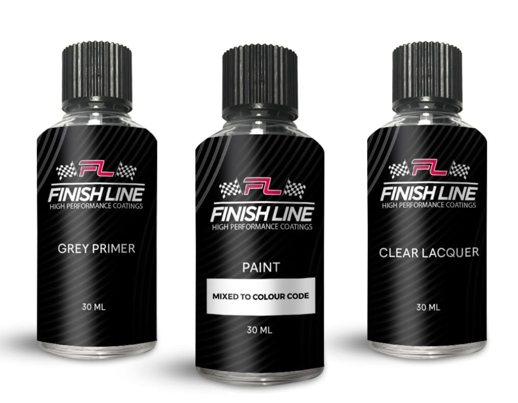 Finish Line Grey Touch Up Paint For Vw Volkswagen La7w Reflex Silver Primer, Paint, Clear Lacquer 30Ml Bottles Kit