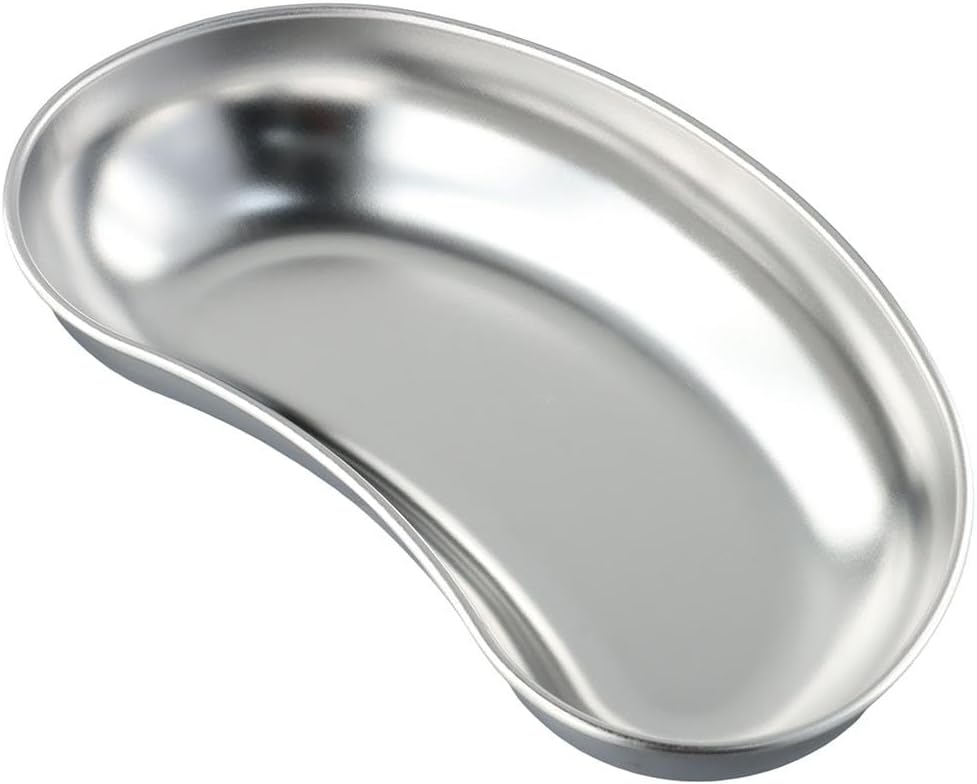 8" 304 Stainless Steel Kidney Tray, Basin Emesis Bowl for Soiled Dressings, Surgical Utility, Reusable Dental Lab Instruments, Metal Kidney Dish