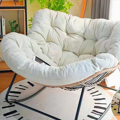 Mecedora de gran tamaño para adultos – Silla de mimbre de ratán de 40.9 pulgadas, soporte grande, moderna, para exteriores, patio, piel, cómoda y elegante