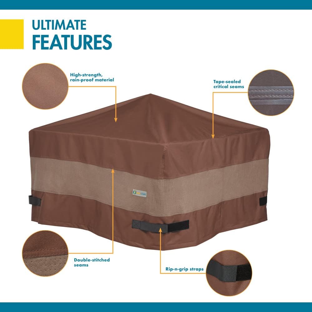 DUCKCOVERS® Ultimate Waterproof 44 Inch Square Fire Pit Cover, Outdoor Firepit Cover