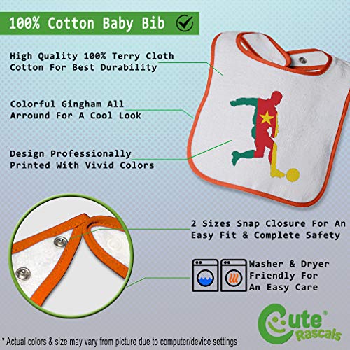Custom Baby Bibs Burp Cloths Soccer Player Cameroon Cotton Baby Items for Baby Girl & Boy White Orange Design Only2