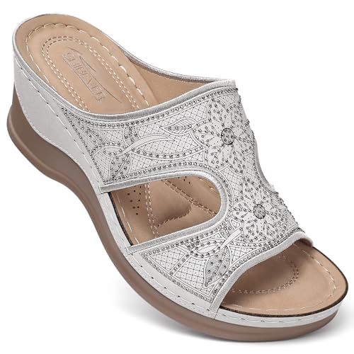 Sandales compensées légères et confortables avec design à enfiler pour femme