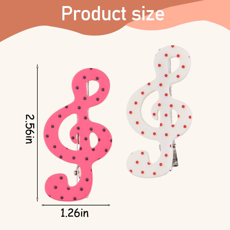 Polka Dot Treble Clef Hair Clips Cute Music Note Barrettes for Girls Women Music Lover Hair Accessories Gift Set for Girls 2 pcs Y2k Musical Note Hair Pins Red Purple image 4