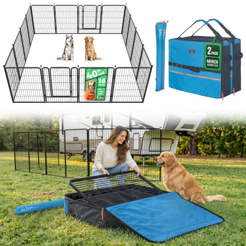 Image of FXW Rollick Dog Playpen with Storage Bags, 40 inchH, 16 Panels