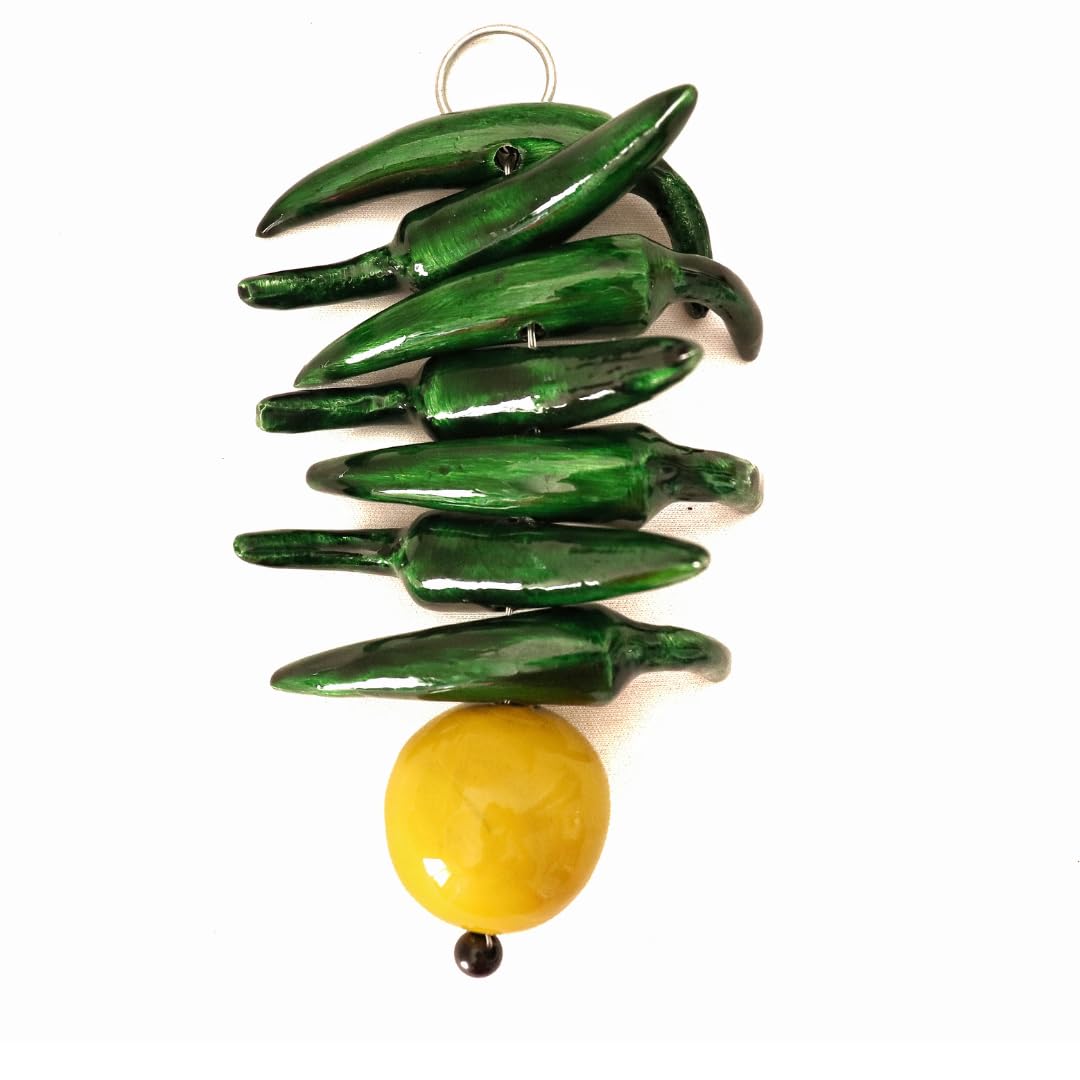 Premium Nimbu Mirchi Good Luck Charm for Main Door | Nazar Battu | Charm | Nimbu Mirchi Hanging for Car | Home Decor - Living Room | Metal Hanging - 6 Inch | Evil Eye, Multicolor-image-43
