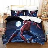 ZHONGZ Spider Man Housse De Couette Impression 3D avec Taies d'oreiller Ensemble De Literie en Microfibre Avengers Couette Housse avec Fermeture ÉClai Convient Ado Adulte Double（200x200cm）