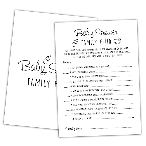 Family Feud Baby Shower Game - Pack of 30 Cards, Answer Key, Gender Neutral Decorations, Game Supplies