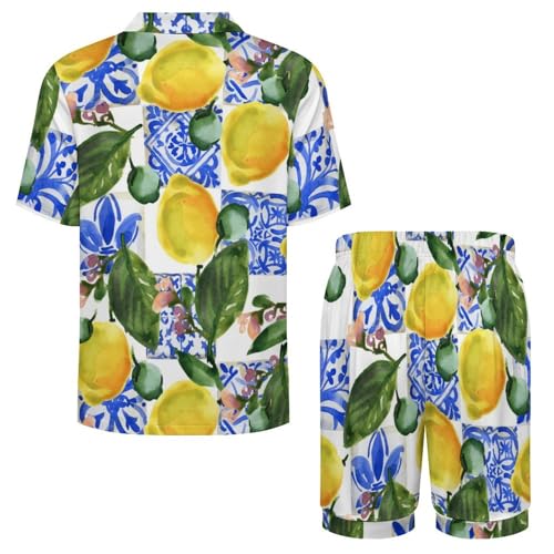 Mens Pajamas Set Soft 2 Piece Loungewear Sweet Pastel Forest Short Sleeve Shorts Sets4