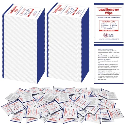 Heigble 100 Pack Lead Remover Wipes for Shooting Hand&Surface Cleaning Wipes Effectively Removes Lead Dust Oil&Grime Individually Wrapped Wipe for Shooting Ranges Hunting Industrial Use (White)