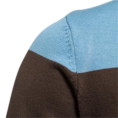 Men's Winter Cotton Knitted Cardigan - Casual Zipper Patchwork Fashion Youth Sweater3