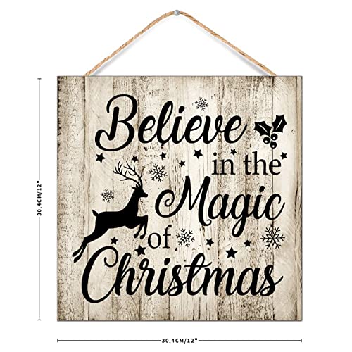 Panneau en bois magique de Noël déco maison 30x30cm - 4