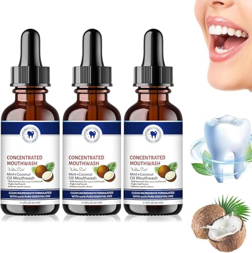 Aceite esencial de enjuague bucal de coco, enjuague bucal de aceite fresco de coco, aceite de coco orgánico puro para los dientes, potente aceite orgánico de menta de coco (3)