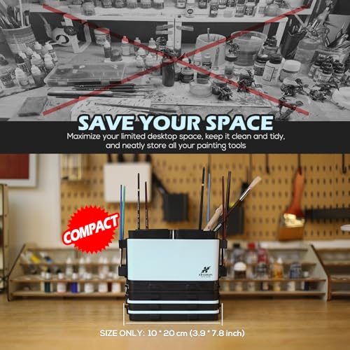 KRYDRUFI Estação de pintura modular multifuncional portátil com limpador de pincel e suportes, bande