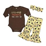 Unique Baby Girls Little Miss Thankful My 1st Thanksgiving Romper Outfit (12m) Brown