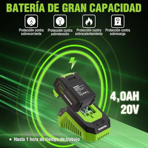 WORKPRO 20V Pulidora Coche Sin Escobillas, Pilidora Orbital Inalámbrica de Acción Doble, 7 Velocidades (2000-5000RPM), Mango D Desmontable, con Bolsa, para Pulido de Coche, Suelo, Baldosa, Mueble - imagen 5