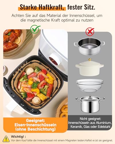 Magnete für Airfryer Backpapier, 4 Stück Silikon Magnete Airfryer Zubehör Verhindern Backpapier von Abdeckung Lebensmitteln, Heißluftfritteuse Zubehör für Ninja,Philips,Cosori