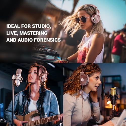 Image of OneOdio Wired Over Ear Headphones Studio Monitor & Mixing DJ Stereo Headsets with 50mm Neodymium Drivers and 1 /4 to 3.5mm Jack for AMP Computer Recording Podcast Keyboard Guitar Laptop - Pink