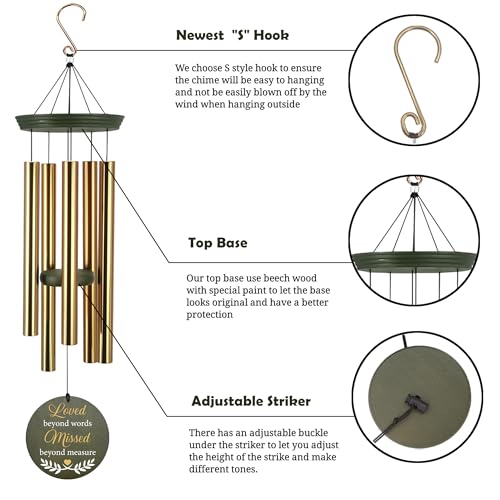 Image of ASTARIN Memorial Angel 36 inch Wind Chimes, Personalized Name Sympathy Wind Chime, in Memory of Loss Mom Loved One, Large Deep Tone Bereavement Windchimes for Outside Clearance(Produced in Texas)