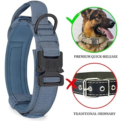 COOYOO Dog Collar,3 Piece Set Tactical Dog Collars, Adjustable Military Training Nylon Dog Collar with Control Handle and Heavy Metal Buckle for Medium and Large Dogs