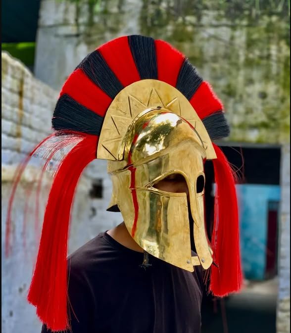Casque spartiate de collection médiévale avec plume pour cadeau - 5