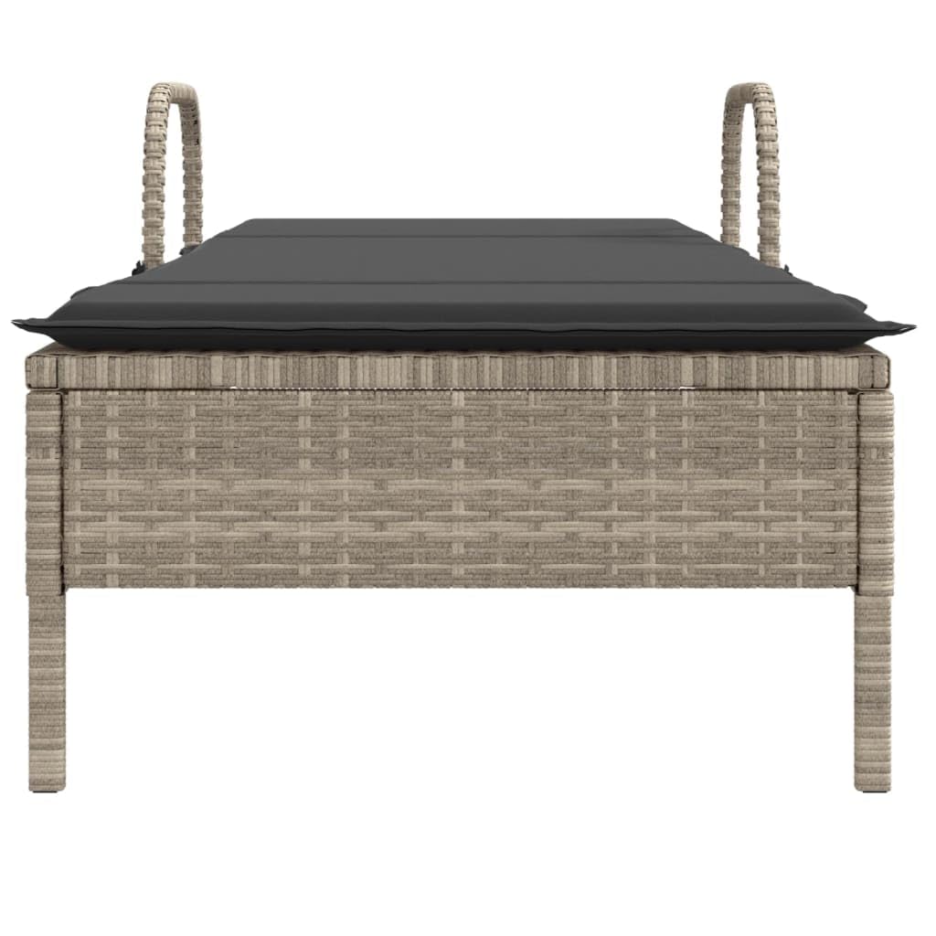 JUDYY Lettino Prendisole con Ruote e Cuscino Polyrattan Grigio Chiaro,Lettino Prendisole,Sdraio da Spiaggia,Lettino da Sole,Lettino da Giardino-368313
