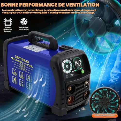 Poste à Souder MIG-140,Poste A Souder MIG MMA TIG 140Amp MIG/Stick MIG Sans gaz Flux Core MIG,Soudage par points, IGBT Inverter Poste A Souder,avec Pistolet Soudage MIG,Fil de 0.8mm – vue 3