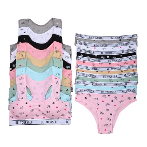 Girls' Cotton Underwear Set, Soft High Waisted Briefs, Breathable & Stretchy Full Coverage for Everyday Wear