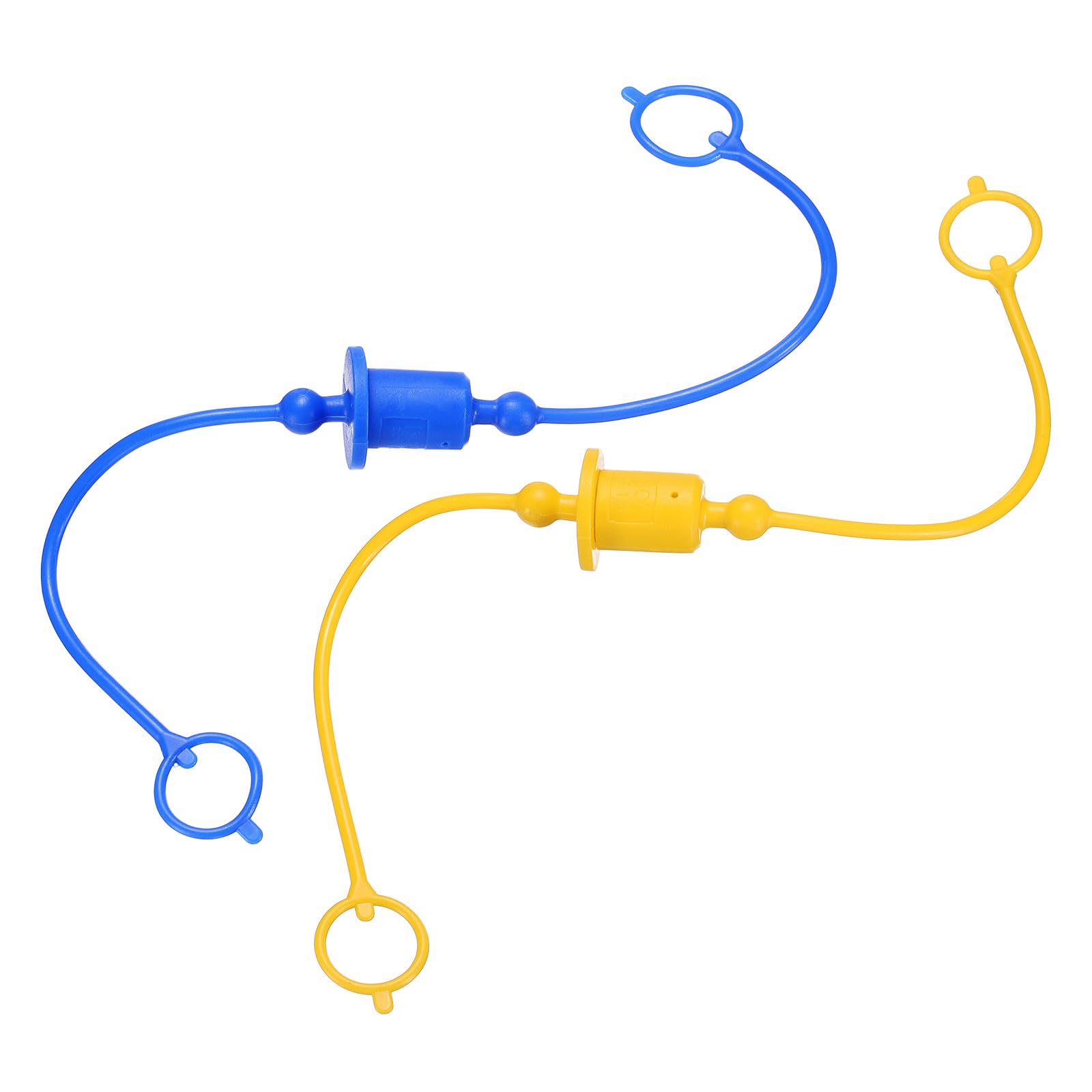 HARFINGTON 2Sets 1/4 Hydraulic Hose Dust Cap and Plug Kit, ISO-A Male Dust Cap &amp; Female Plug Cover Quick Disconnects Air Coupler Cover Port Plug Fittings with Retention Ring, Blue/Yellow