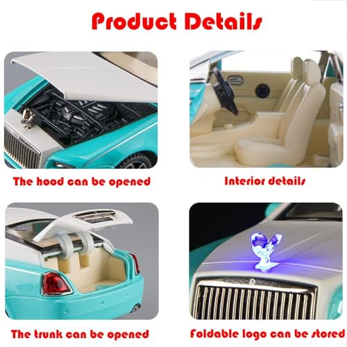 Image of 1 /32 Scale Rolls Royce Wraith Blue Luxury Model Car Toy