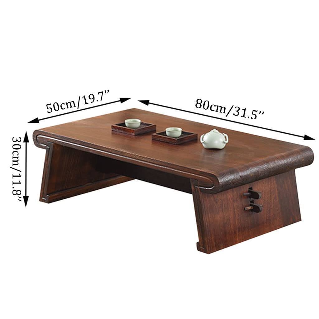 Living Room Zen Tea Table Retro Low Table Coffee Table Japanese Tatami Table Coffee Table Suitable for Bay Window (Size : 80x50x30cm)