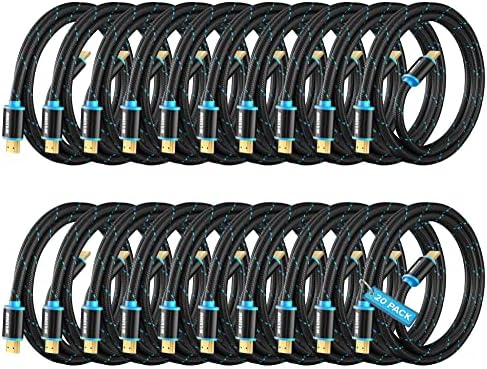 HDMI Cable 4K HDMI 2.0, 3ft, Certified 18Gbps, 4K@60Hz Ultra High-Speed Gaming HDMI Cable, 4K Cable, 20 Pack, UL-Listed